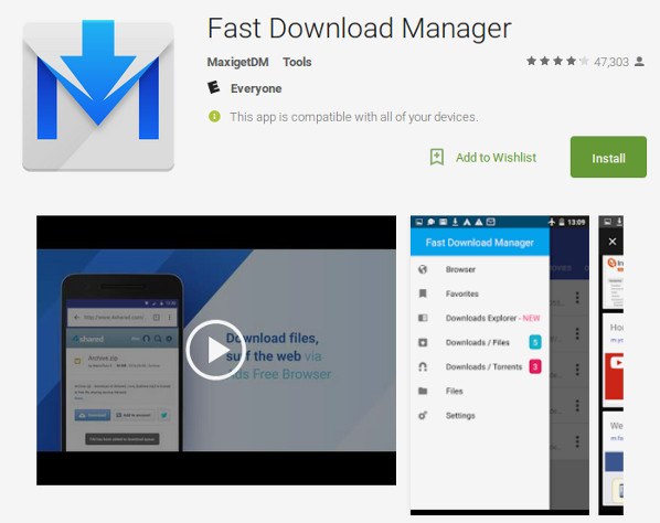 Fast download manager for android free download games